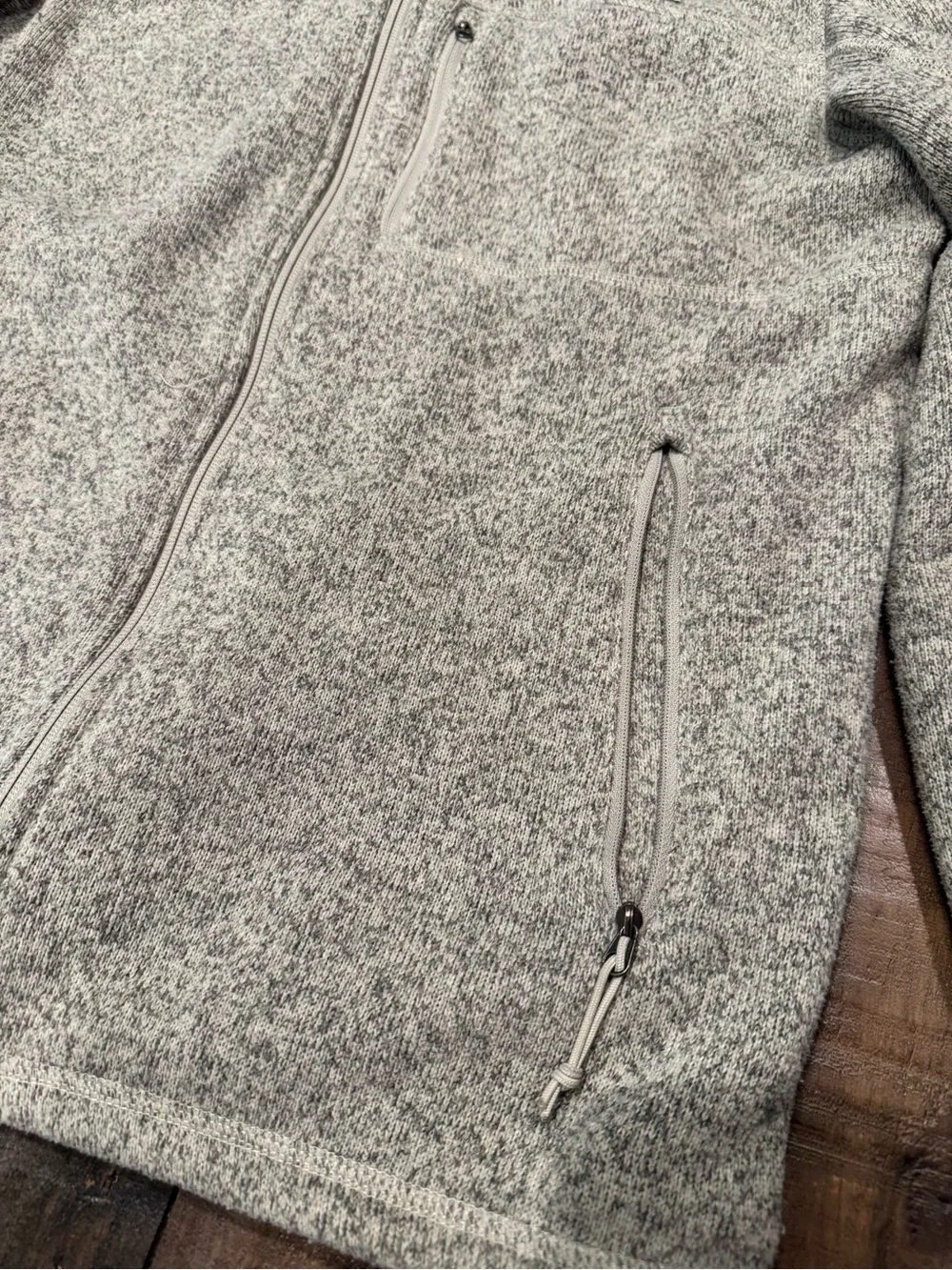 The North Face Light Gray and Tan Heather Full-Zip Fleece Jacket